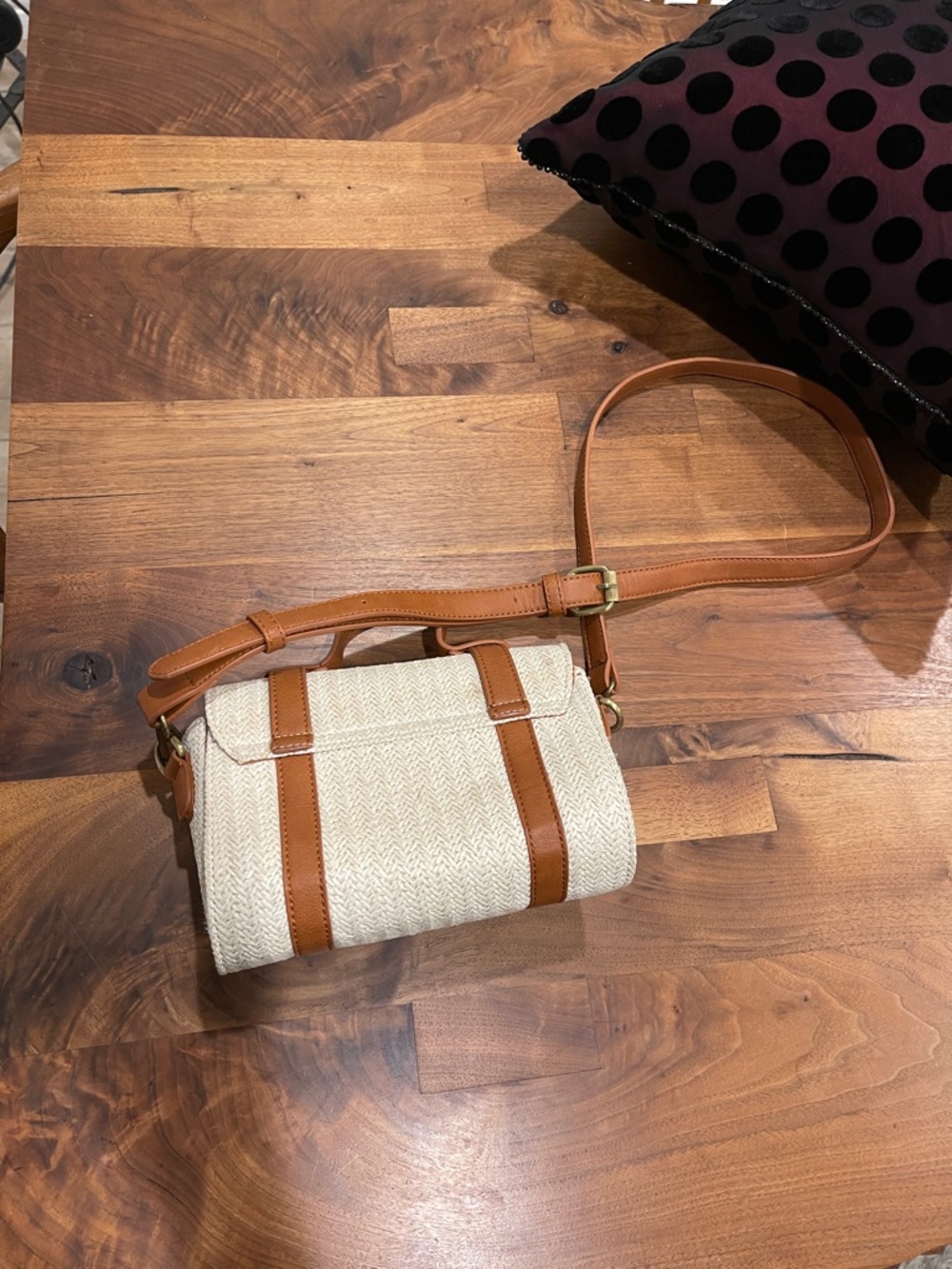Anthropologie Woven Satchel crossbody with Tan Trim leather - Picture 2 of 6